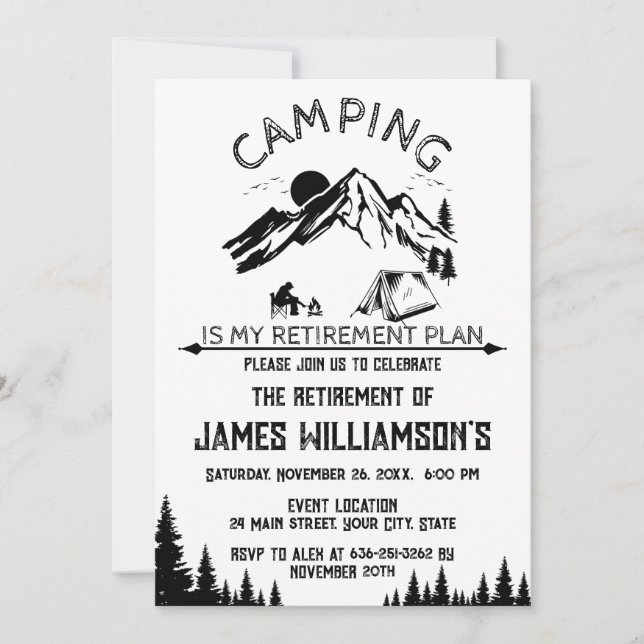Invitation Camping Retirement party (Devant)