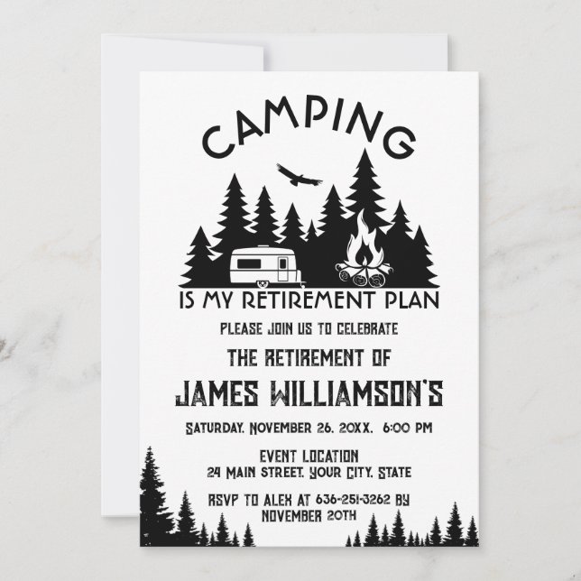 Invitation Camping Retirement Party (Devant)