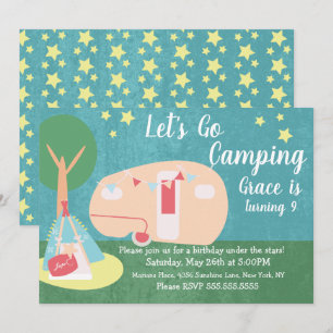Invitation Camping Retro Party Stars Nuit Anniversaire Invita