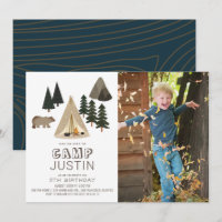 Camping Tente Bear Boy Anniversaire Photo Invitati