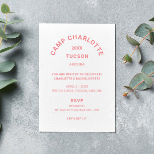 Invitation Camping Trip Pink Bachelorette Party