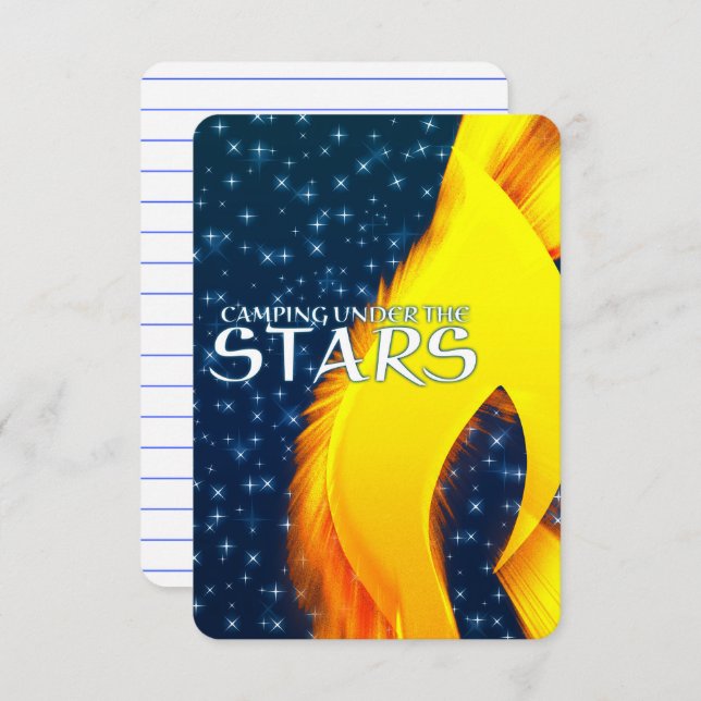 Invitation Camping Under the Stars Starshine and Campfire (Devant / Derrière)