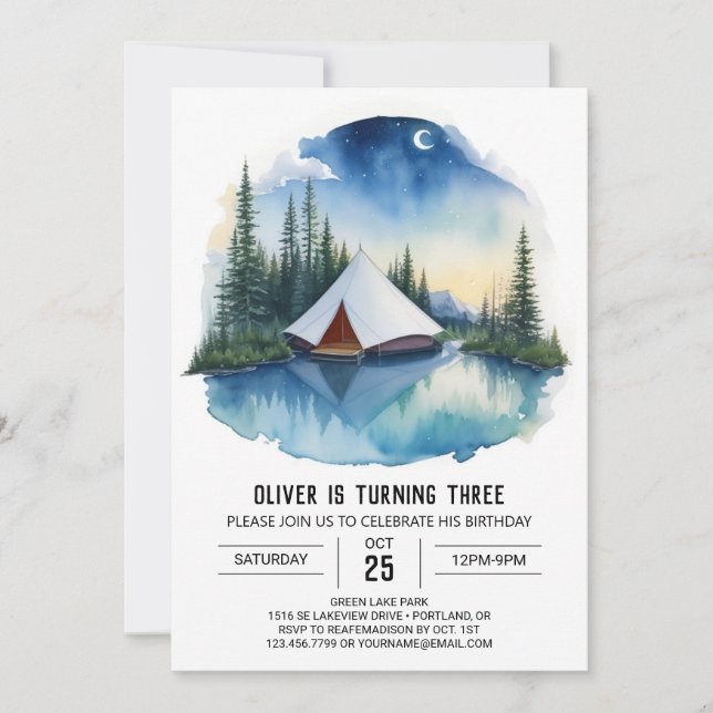 Invitation Campout by the Forest Stream Anniversaire (Devant)