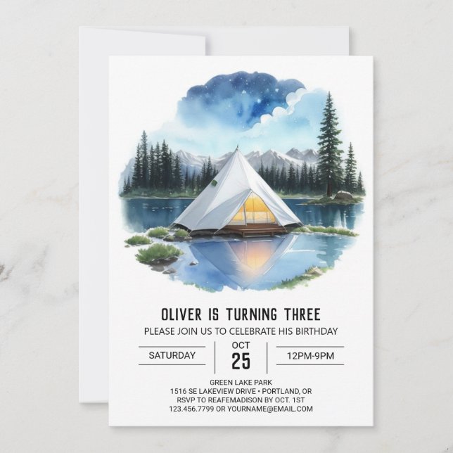 Invitation Campout en pleine nature Anniversaire (Devant)
