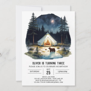 Invitation Campout Rustique de montagne pour enfants Invitati