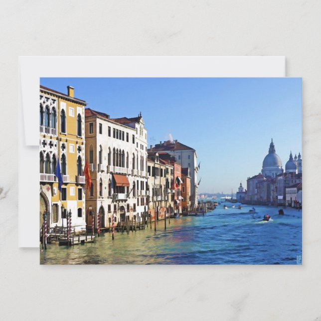Invitation Canal grand de Venise avec la citation d'amour (Devant)