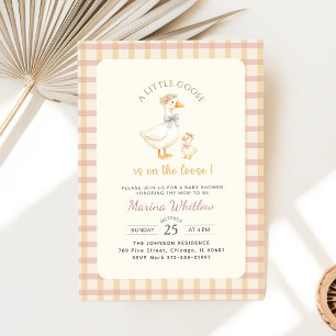 Invitation Canard à noeud gingham Baby Shower Petite Oie