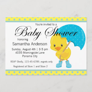Invitation Canard avec Baby shower parapluie