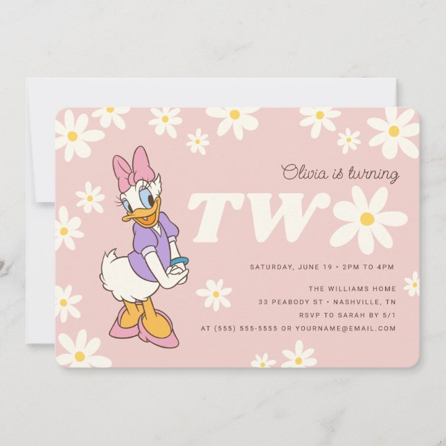 Invitation Canard de marguerite rétro | Daisy 2e anniversaire (Devant)