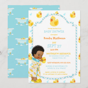 Invitation Canard en caoutchouc afro-américain genre neutre