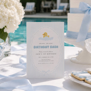 Invitation Canard en caoutchouc bleu Splish Splash pour 1er a