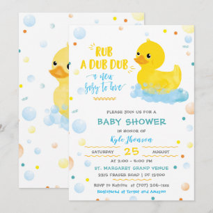 Invitation Canard en caoutchouc garçon modifiable Baby Shower