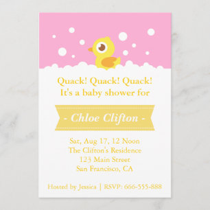 Invitation Canard en caoutchouc mignon avec fête de douche po