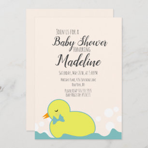 Invitation Canard en caoutchouc moderne Jaune Baby shower cha