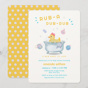 Invitation Canard en caoutchouc Rub A Dub Dub Bain Bébé Showe