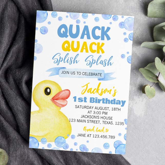 Invitation Canard en caoutchouc Un 1er anniversaire Invitatio (Créateur téléchargé)