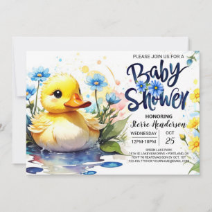 Invitation Canard et Baby shower Fleur sauvage