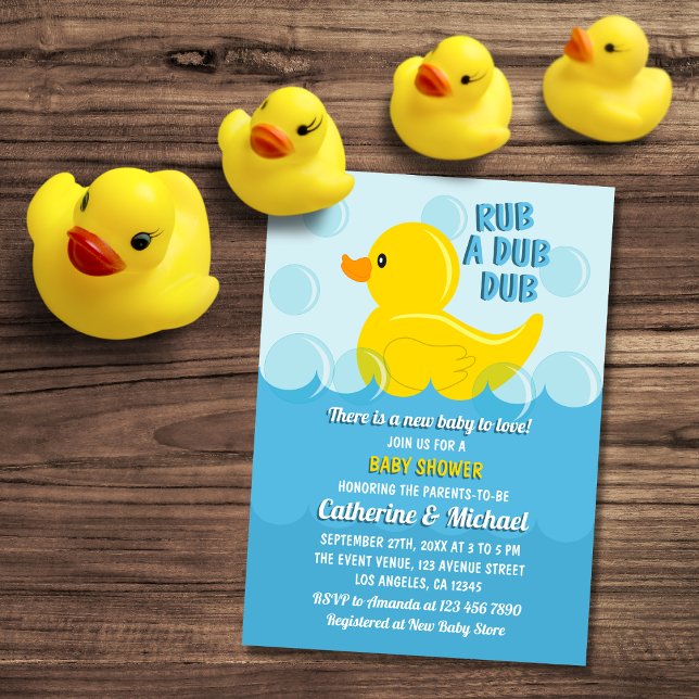 Invitation Canard Jaune En Caoutchouc Frotter Un Dub Baby sho (Créateur téléchargé)