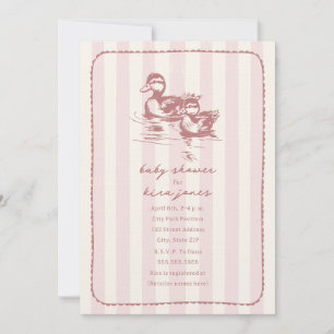 Invitation Canards Bois Doodland Baby shower rose