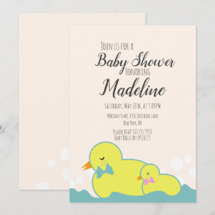 Invitation Canards en caoutchouc moderne Baby shower beige
