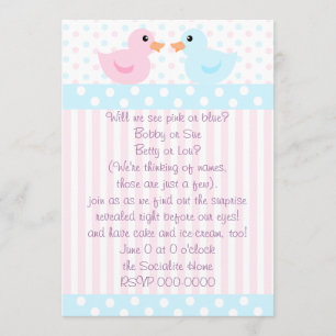 Invitation Canards roses et bleus