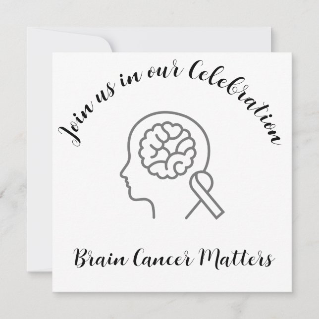 Invitation Cancer du cerveau Ruban gris Fin du traitement (Devant)