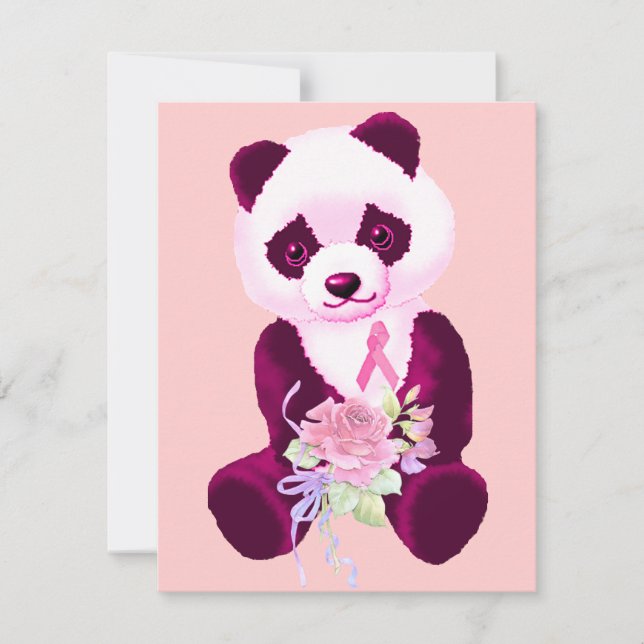 Invitation Cancer du sein Panda Ours (Devant)