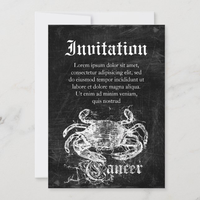 Invitation Cancer Vintage du zodiaque (Devant)