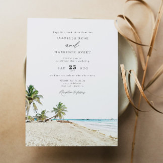 Invitation CANCUN Mexique Watercolor Beach Mariage