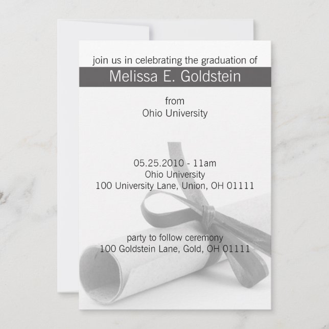 Invitation Candidature Diplôme d'études supérieures Invitatio (Devant)