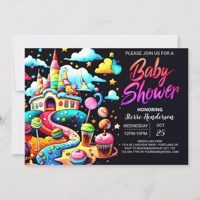 Invitation Candy Bohemian Custom Baby shower (Devant)