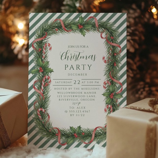 Invitation Candy Cane Wreath Christmas (Créateur téléchargé)