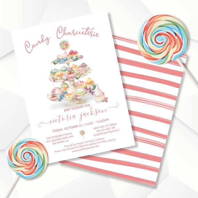 Invitation Candy Charcuterie Baby shower en plateau (Créateur téléchargé)