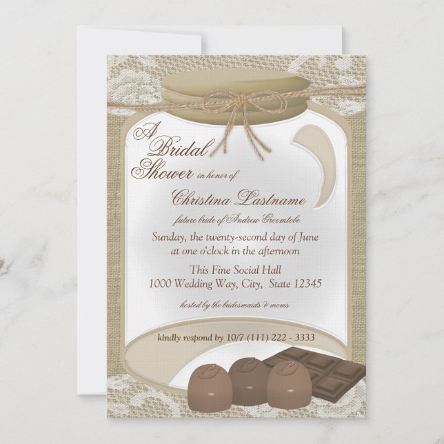 Invitation Candy Jar et Fête des mariées au chocolat (Devant)