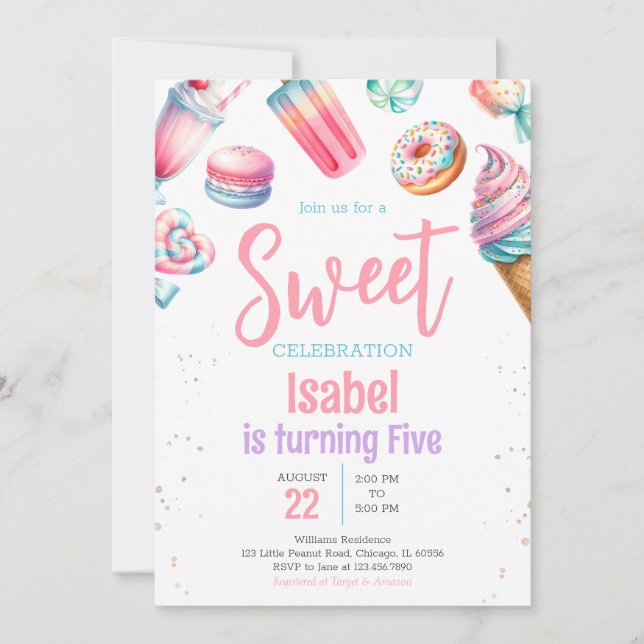 Invitation Candy Land Sweet Anniversaire (Devant)