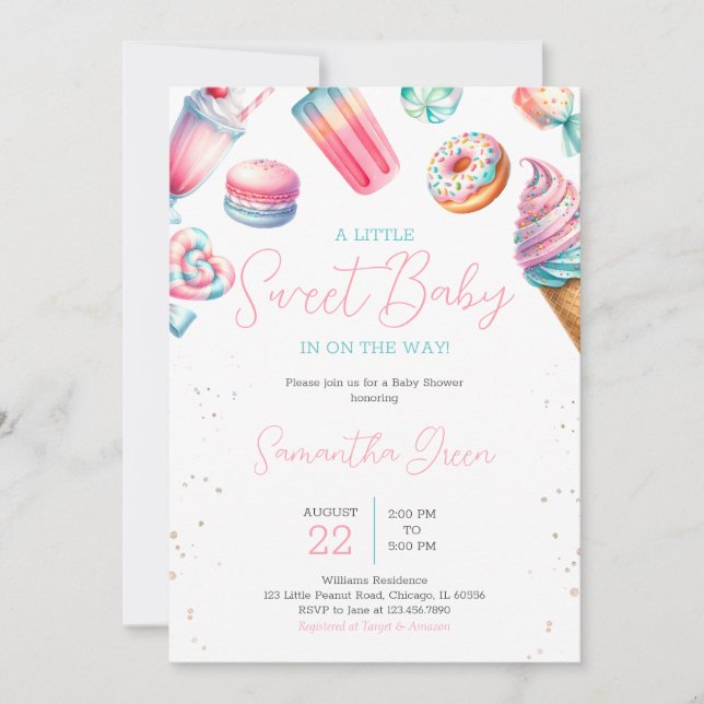 Invitation Candy Land Sweets Baby shower (Devant)