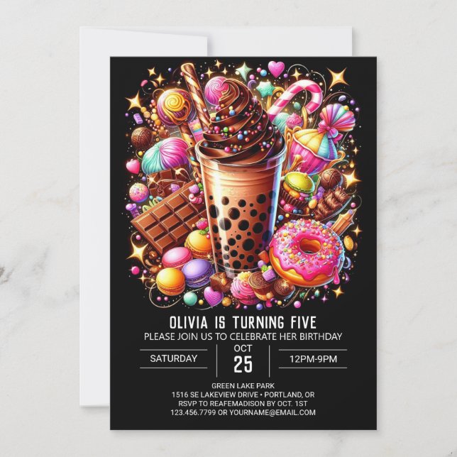 Invitation Candy Lollipop Candyland Anniversaire numérique (Devant)