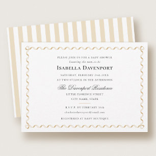 Invitation Candy ruban élégant rayé Baby Shower Or