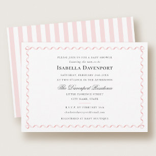 Invitation Candy ruban élégant rayé Baby Shower Rose