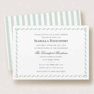 Invitation Candy ruban élégant rayé Baby Shower Vert