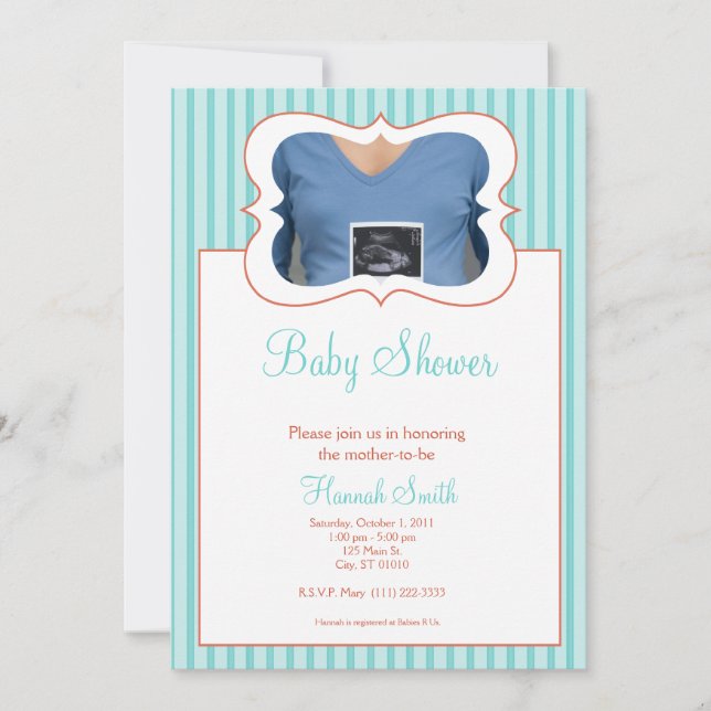 Invitation Candy Stripes - Baby shower photo TR (Devant)