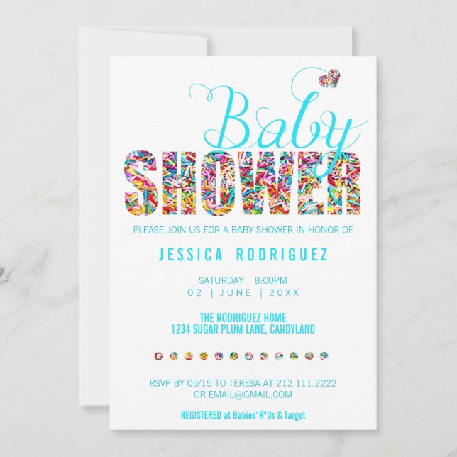 Invitation Candy Theme Baby shower party C'est un garçon (Devant)