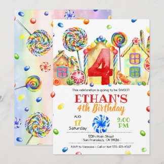 Invitation Candyland Candy pour le thème de la con