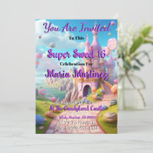 Candyland Castle Sweet 16 Inviations