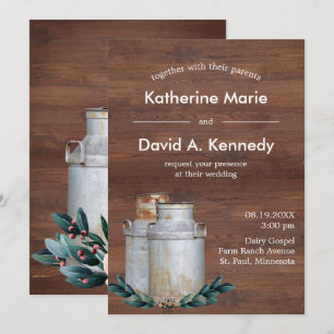 Invitation Canettes de lait Budget Mariage Vieux pays Ferme r
