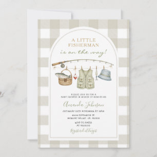 Invitation Canne à pêche Little Fisherman Baby Shower 