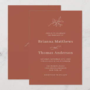 Invitation Cannelle épice Simple Élégant Mariage de automne