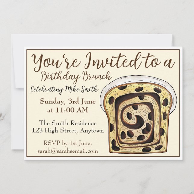 Invitation Cannelle Raisin Pain Pain Brunch Petit-déjeuner To (Devant)