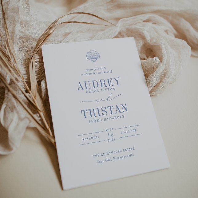 Invitation CAPE COD Mariage bleu côtier (Créateur téléchargé)