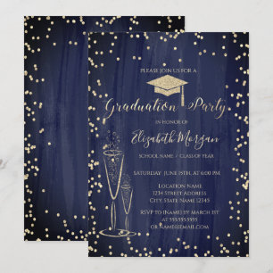 Invitation Cape de remise de diplôme, diamants en verre bleu